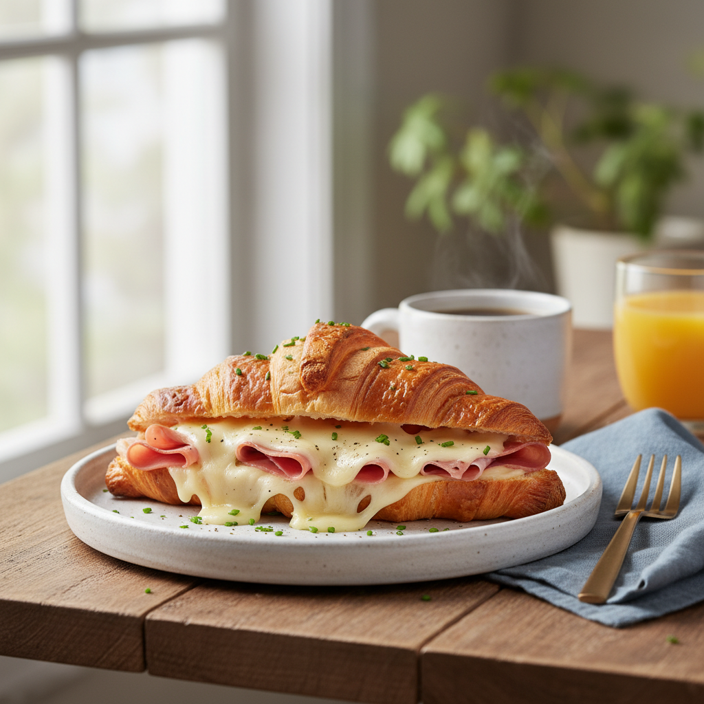 Photo de Recette du croissant au jambon et fromage fondant