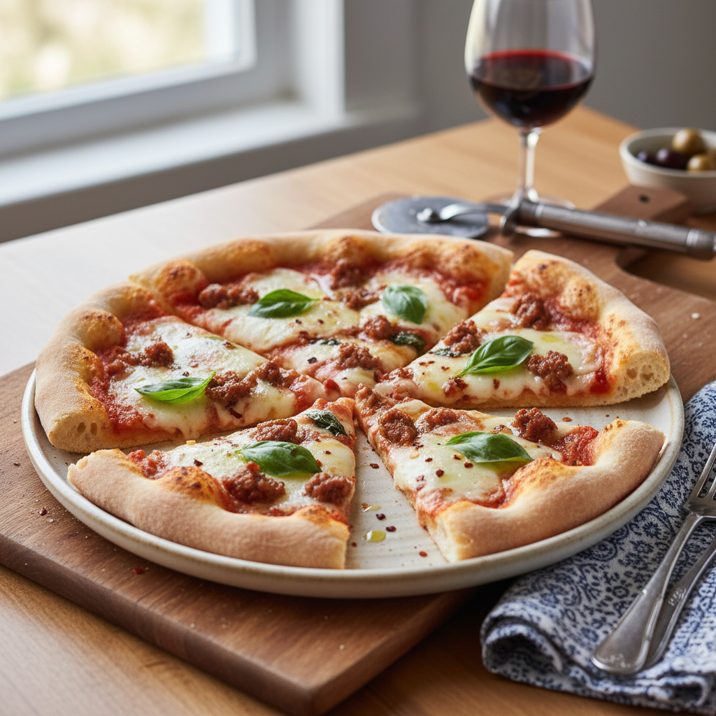 Photo de Recette de pizza maison à la pâte fine et aérée