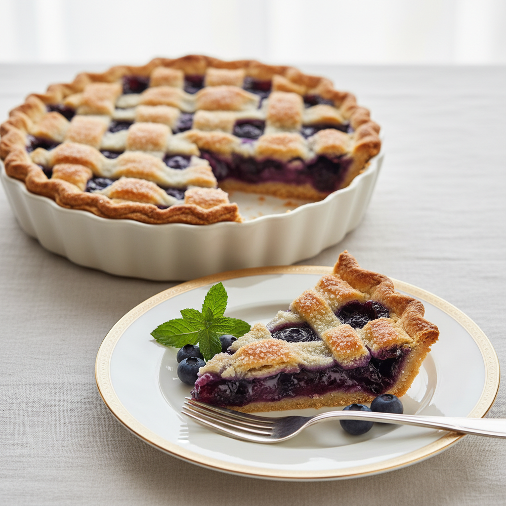 Photo de Recette de la tarte aux myrtilles fondante et croustillante