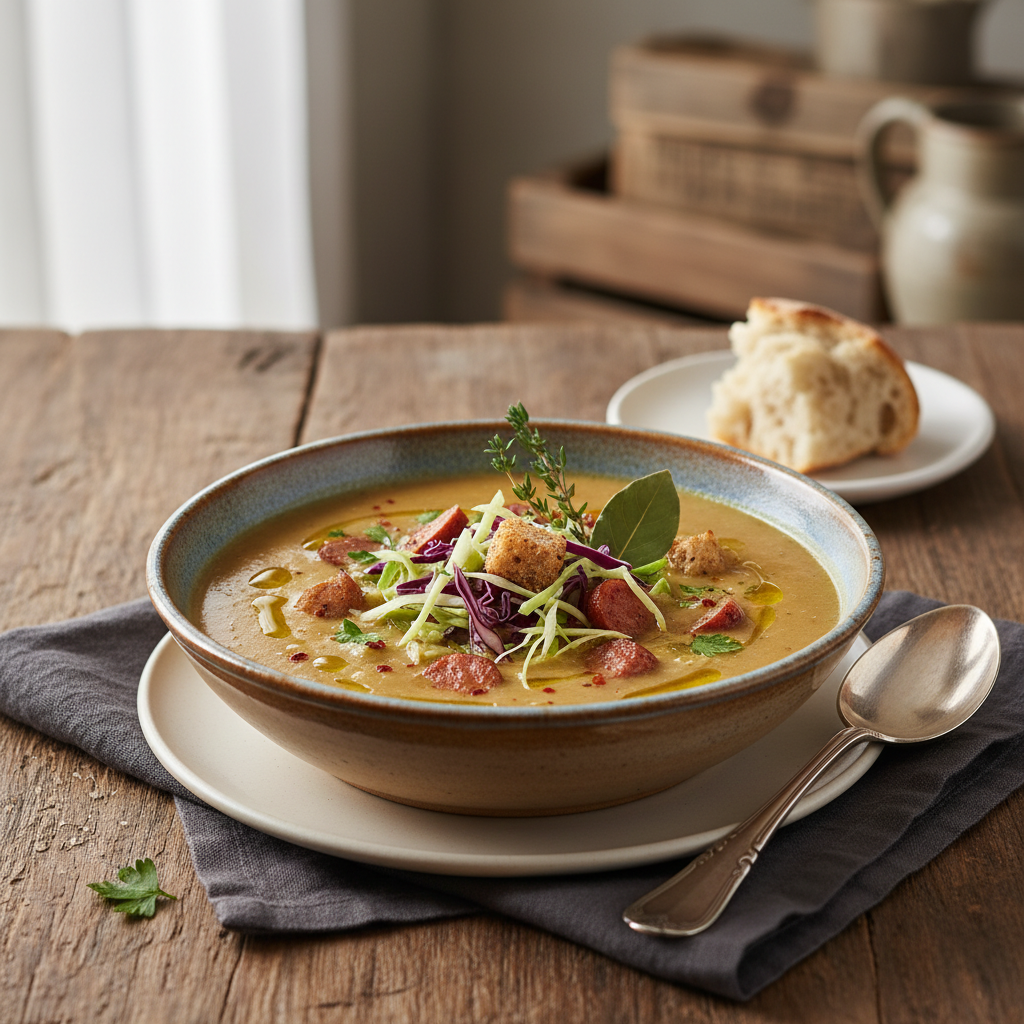 Photo de Recette de soupe au choux paysanne et savoureuse