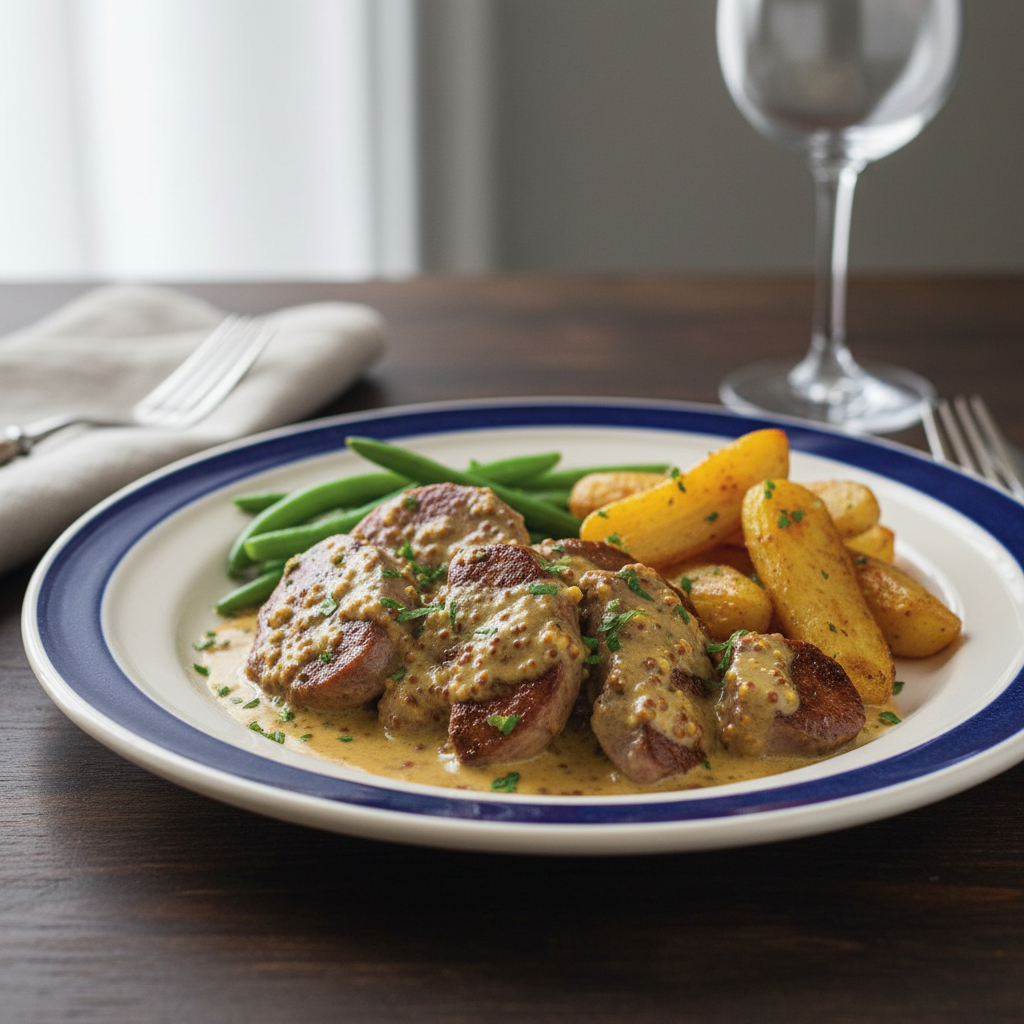 Photo de Recette des rognons de porc sauce crème et moutarde