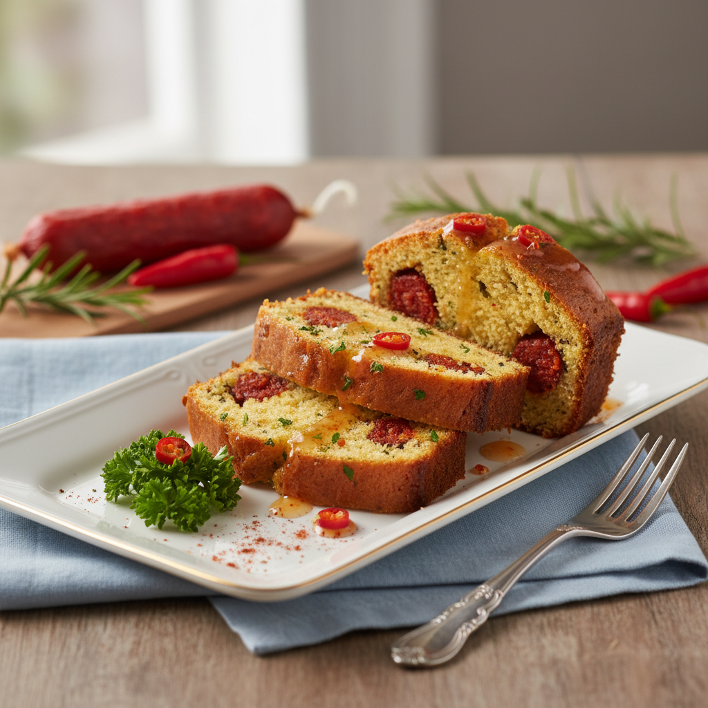 Photo de Recette du cake au chorizo savoureux et moelleux