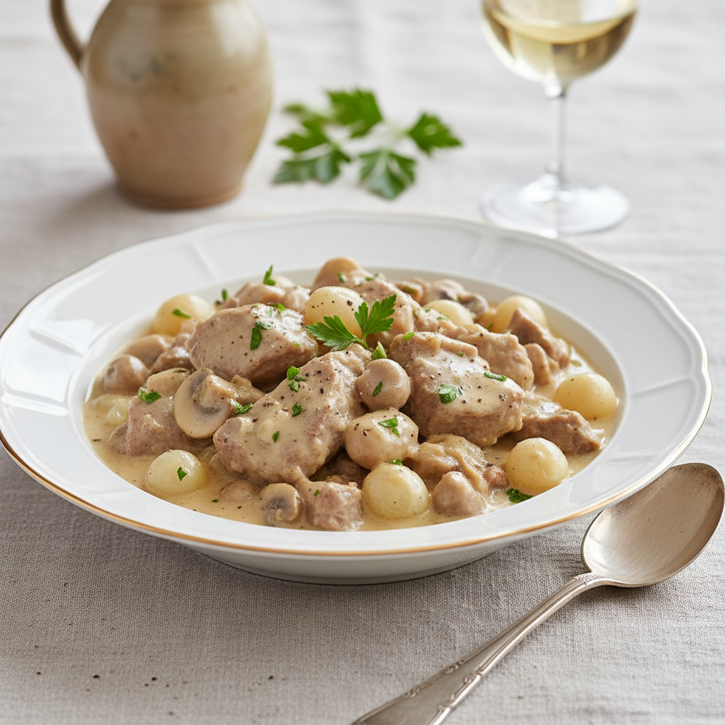 Photo de Recette de la blanquette de veau fondante et crémeuse