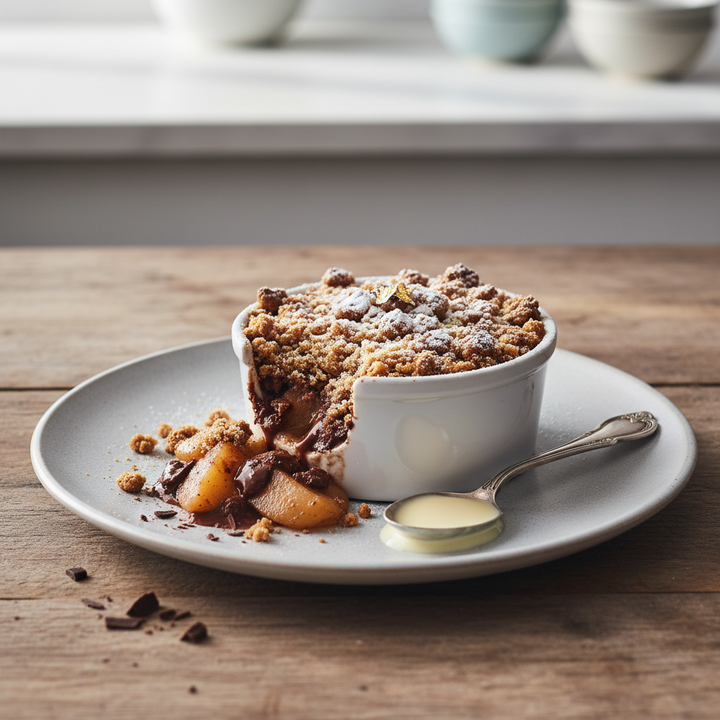 Photo de Recette du crumble poire chocolat au croquant généreux