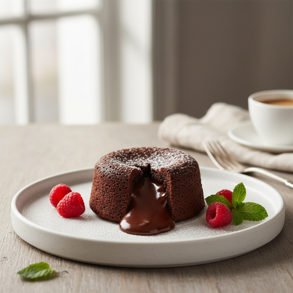 Photo de Recette de gâteau fondu au chocolat noir intense