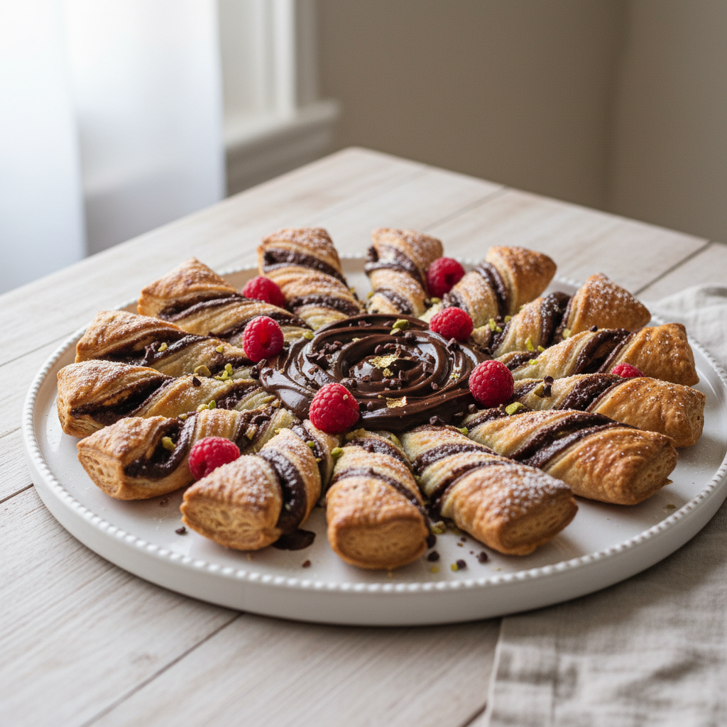 Photo de Recette de tarte soleil feuilletée au chocolat