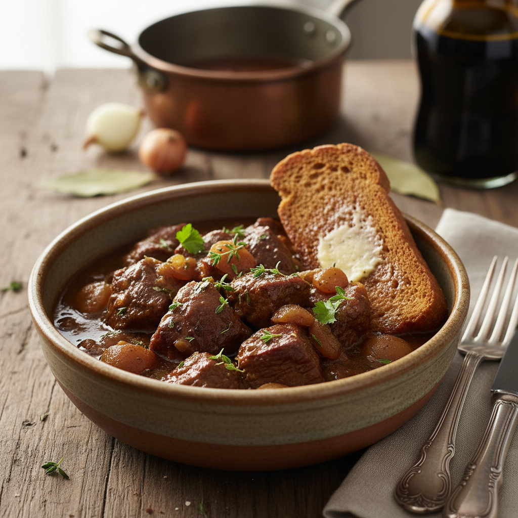 Photo de Recette de la carbonade flamande fondante à la bière brune
