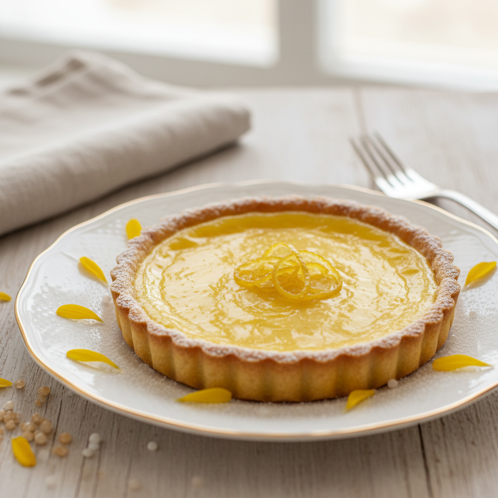 Photo de Recette de tarte au citron jaune intense et fondante