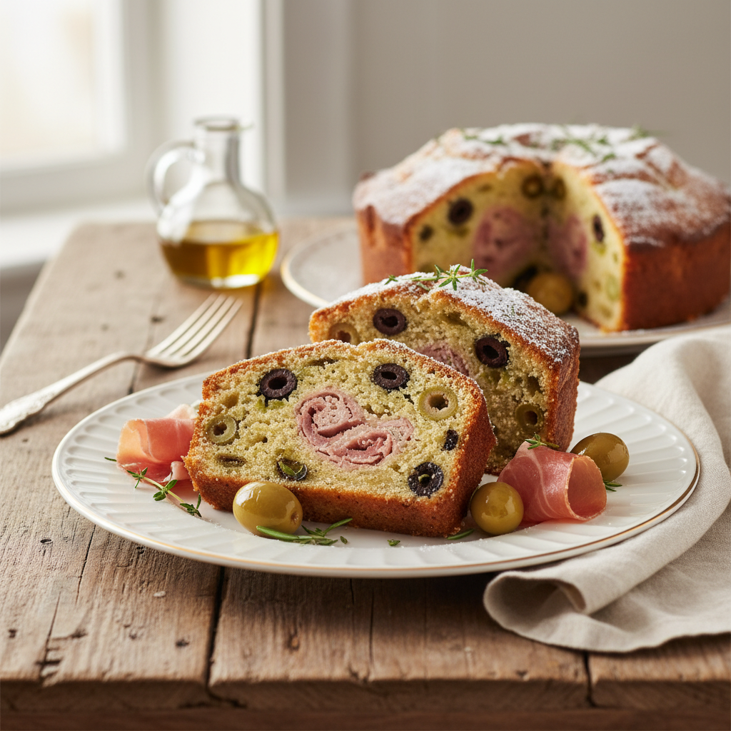 Photo de Recette du cake aux olives et jambon de pays à l'ancienne