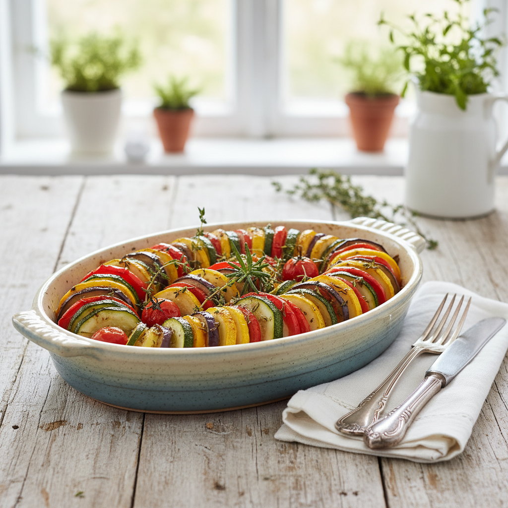 Photo de Recette de tian de légumes d'été confits au four