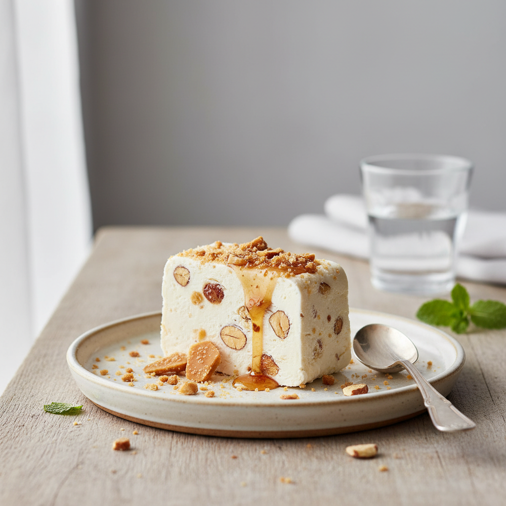Photo de Recette du nougat glacé traditionnel aux éclats de pralin