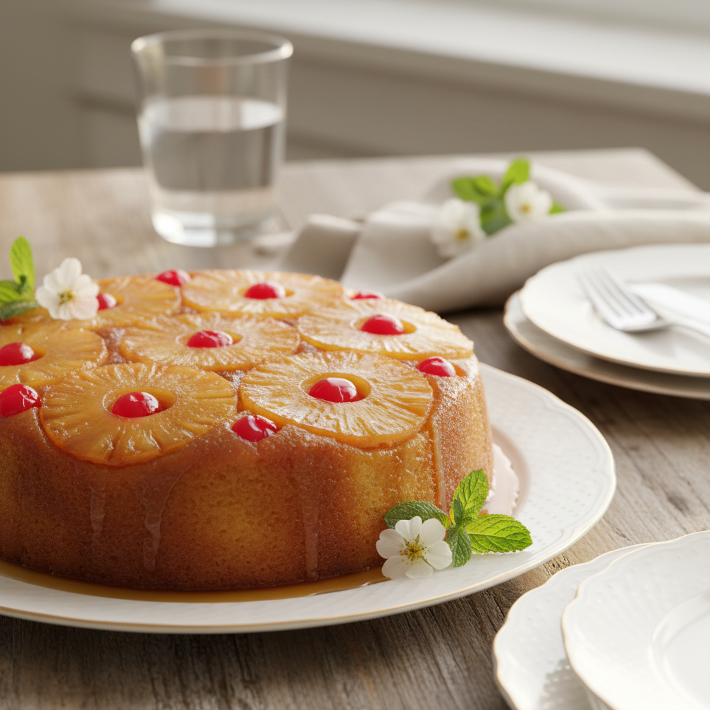 Photo de Recette du gâteau à l'ananas renversé caramélisé
