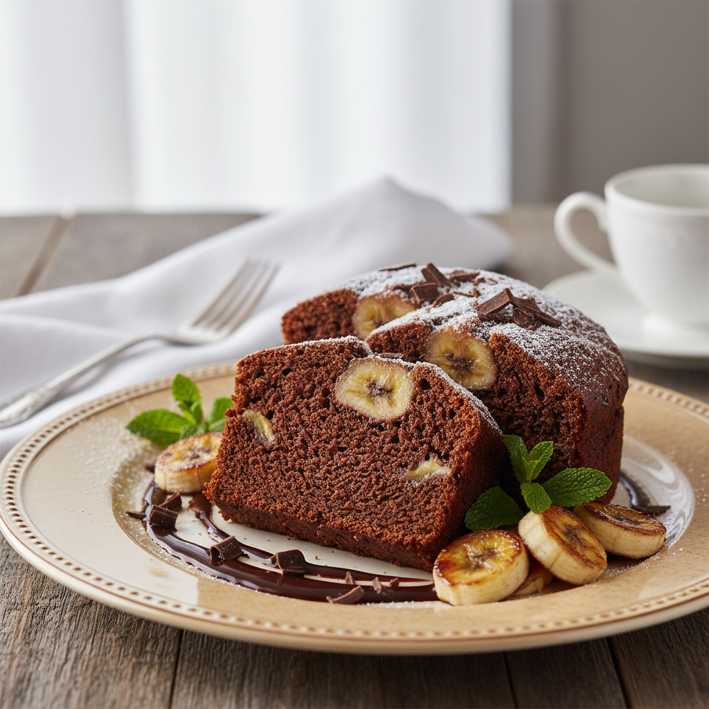 Photo de Recette du cake bananes chocolat intense et moelleux