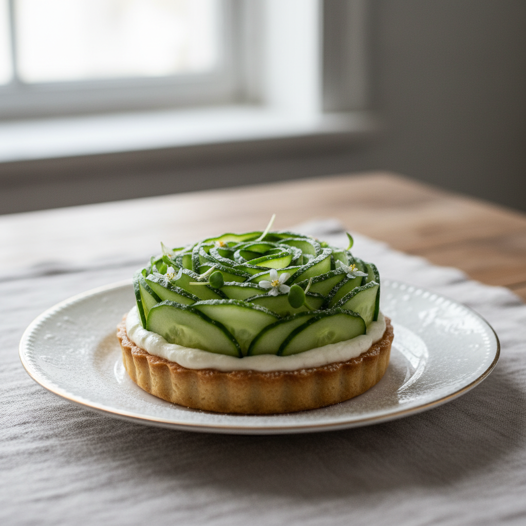 Photo de Recette de tartelette au concombre et crème onctueuse