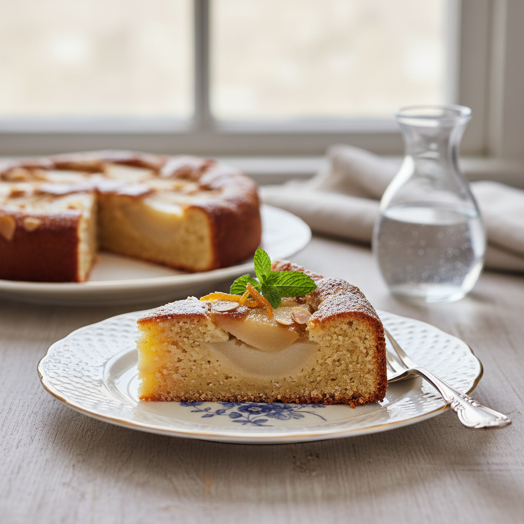 Photo de Recette de gâteau aux poires fondant et amandine