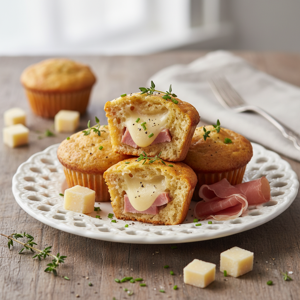 Photo de Recette des muffins salés au jambon et comté fondant