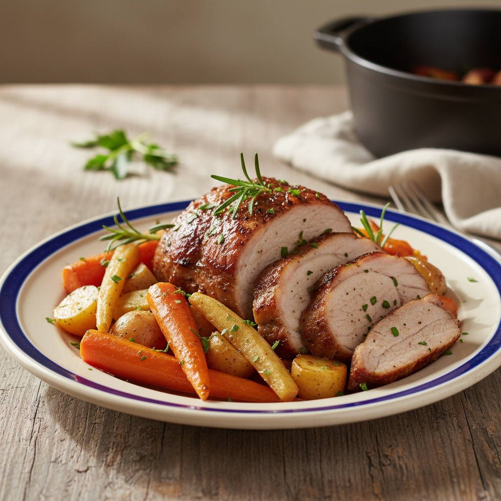 Photo de Recette de rôti de porc en cocotte à l'ancienne