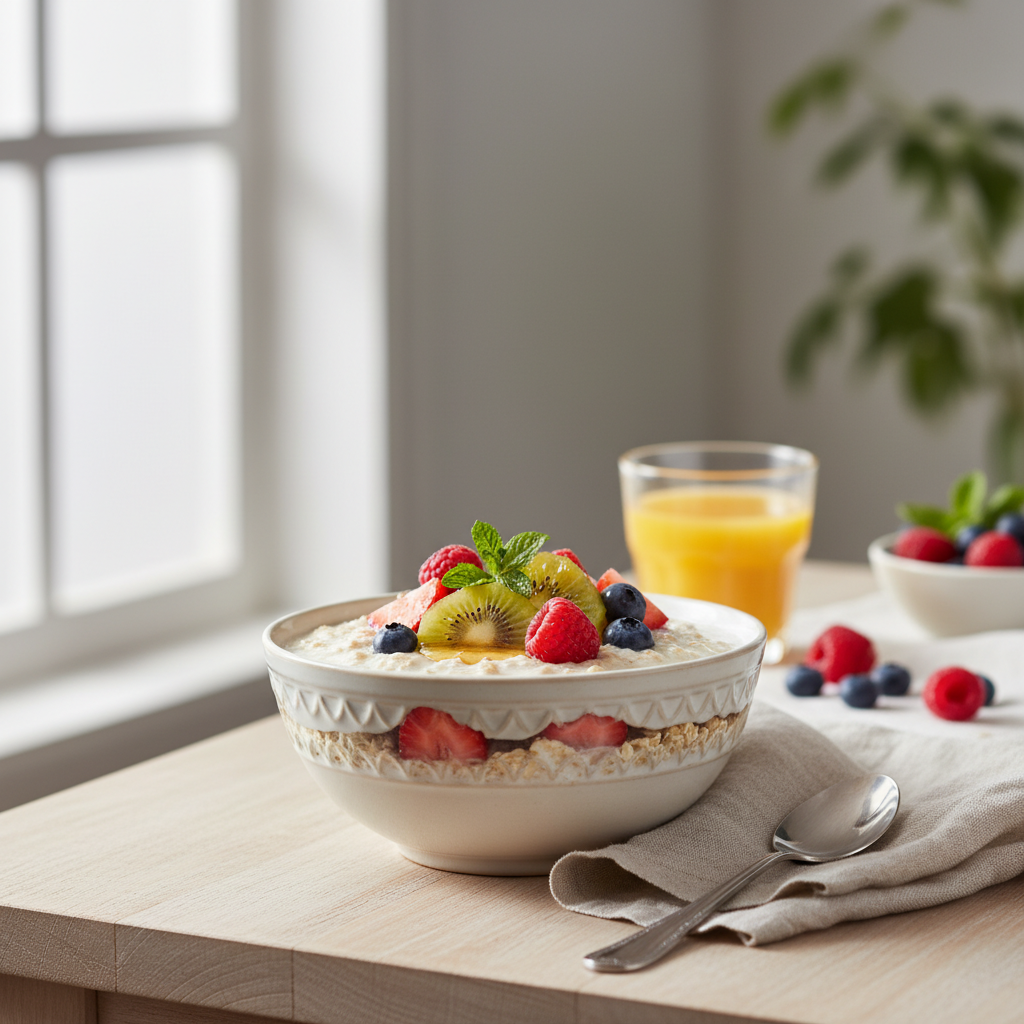 Photo de Recette d'overnight oats onctueux aux fruits frais