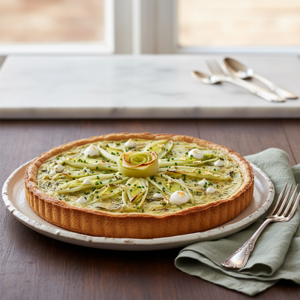 Photo de Recette de la tarte aux poireaux fondante et crémeuse