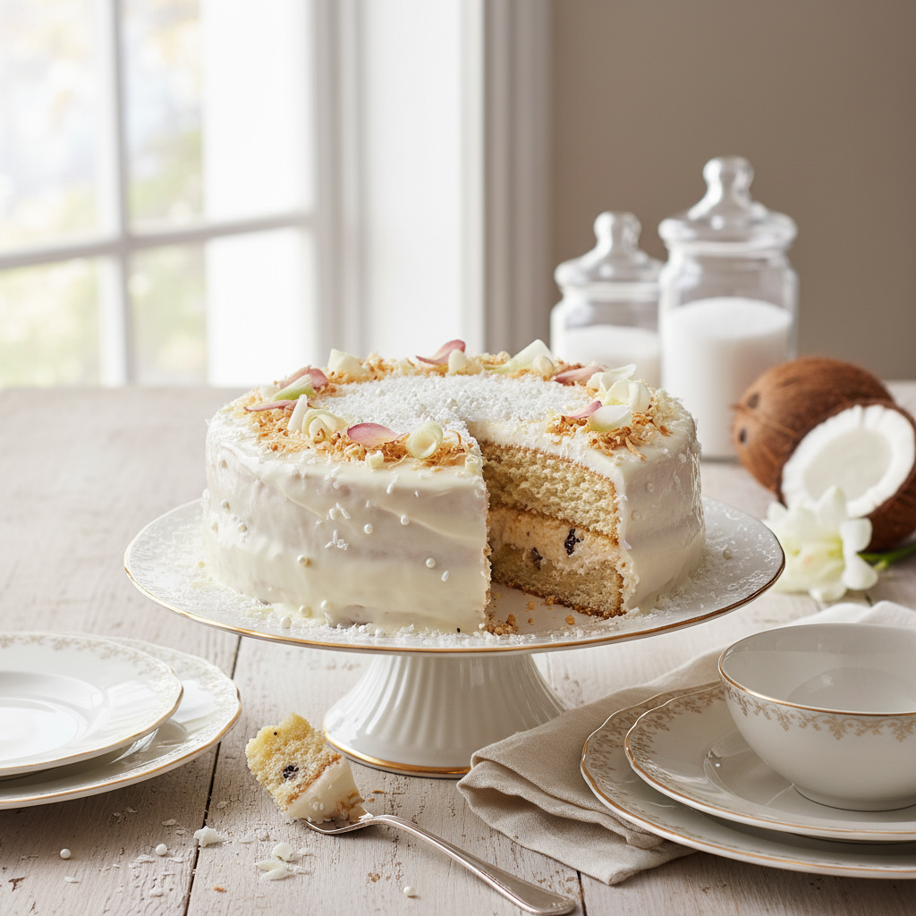 Photo de Recette de gâteau à la noix de coco fondant et parfumé