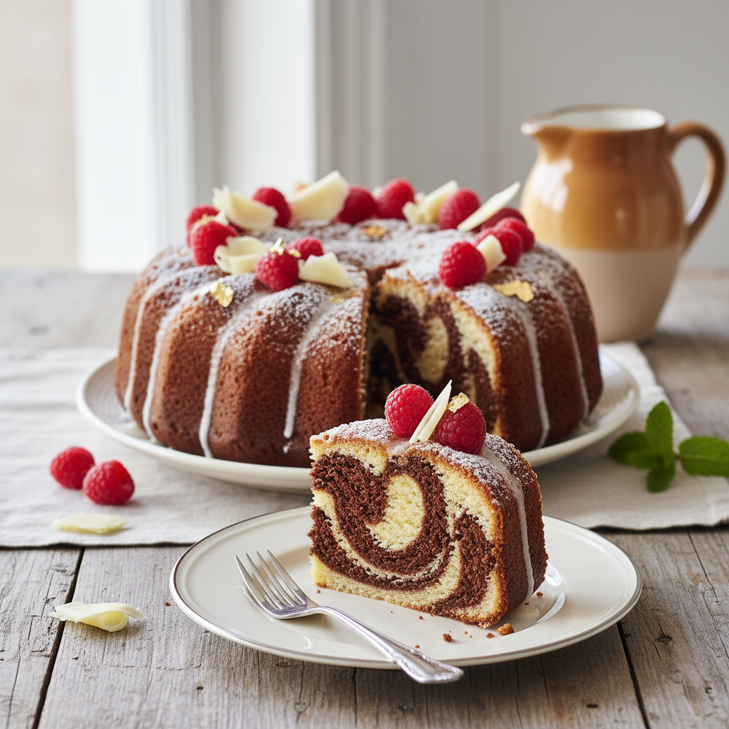 Photo de Recette du marbré moelleux traditionnel au cacao et vanille