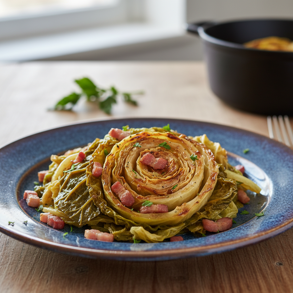 Photo de Recette de chou braisé fondant aux petits lardons