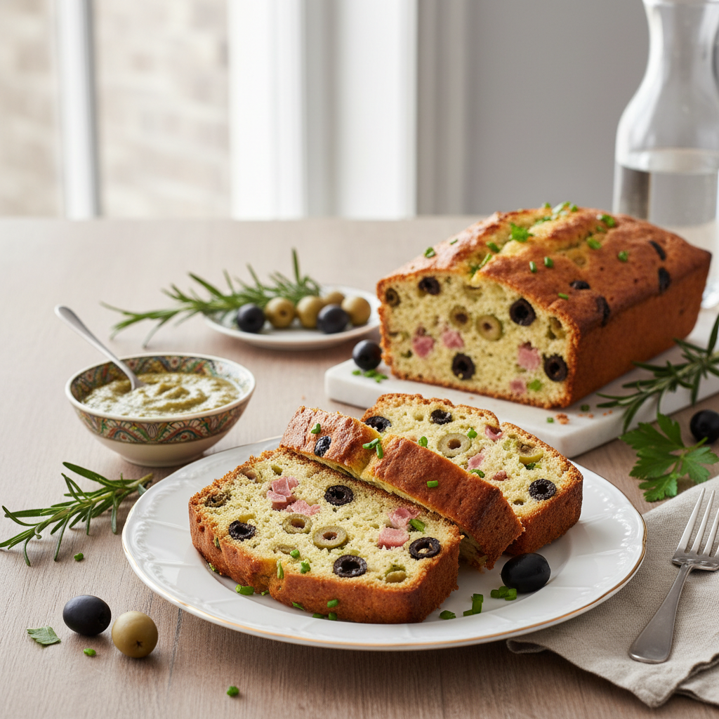 Photo de Recette de cake au jambon et olives pour l'apéritif