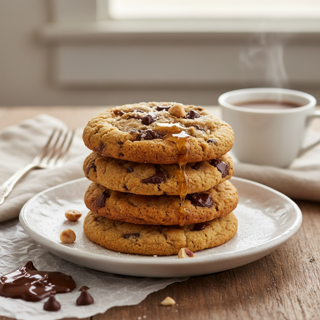 Photo de Recette de cookies aux pépites de chocolat et beurre noisette