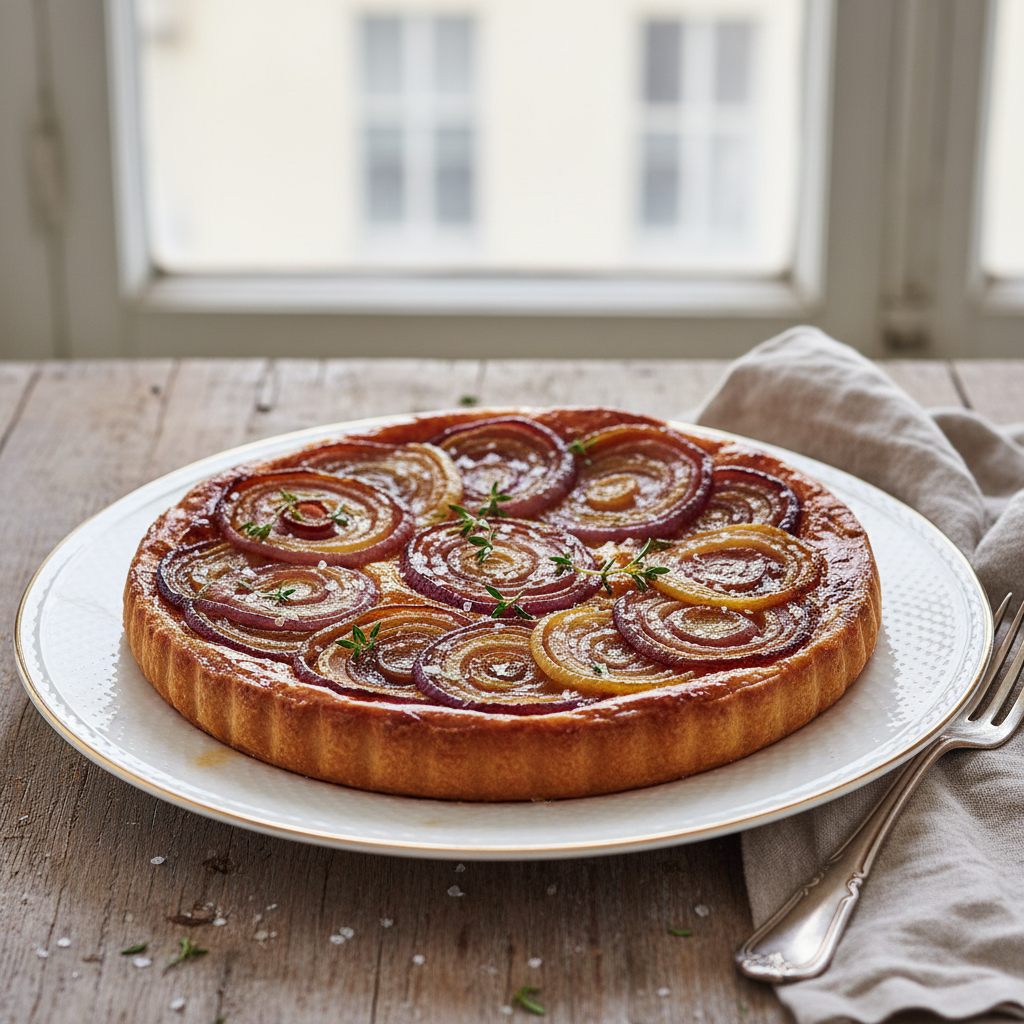 Photo de Recette de la tarte aux oignons fondante et caramélisée