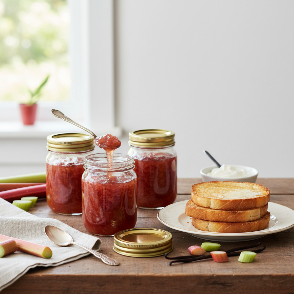 Photo de Recette de confiture de rhubarbe à l'ancienne et vanille