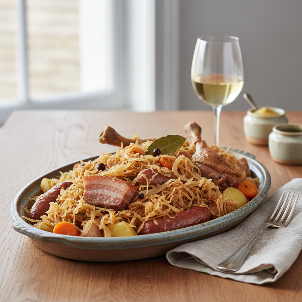 Photo de Recette de choucroute crue mijotée au vin blanc d'Alsace