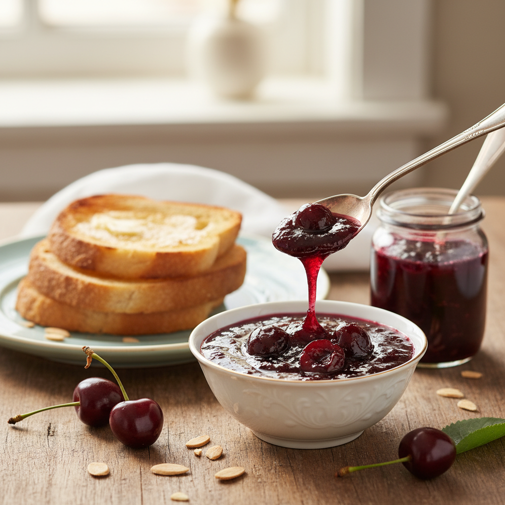 Photo de Recette de confiture de cerises noires maison et onctueuse
