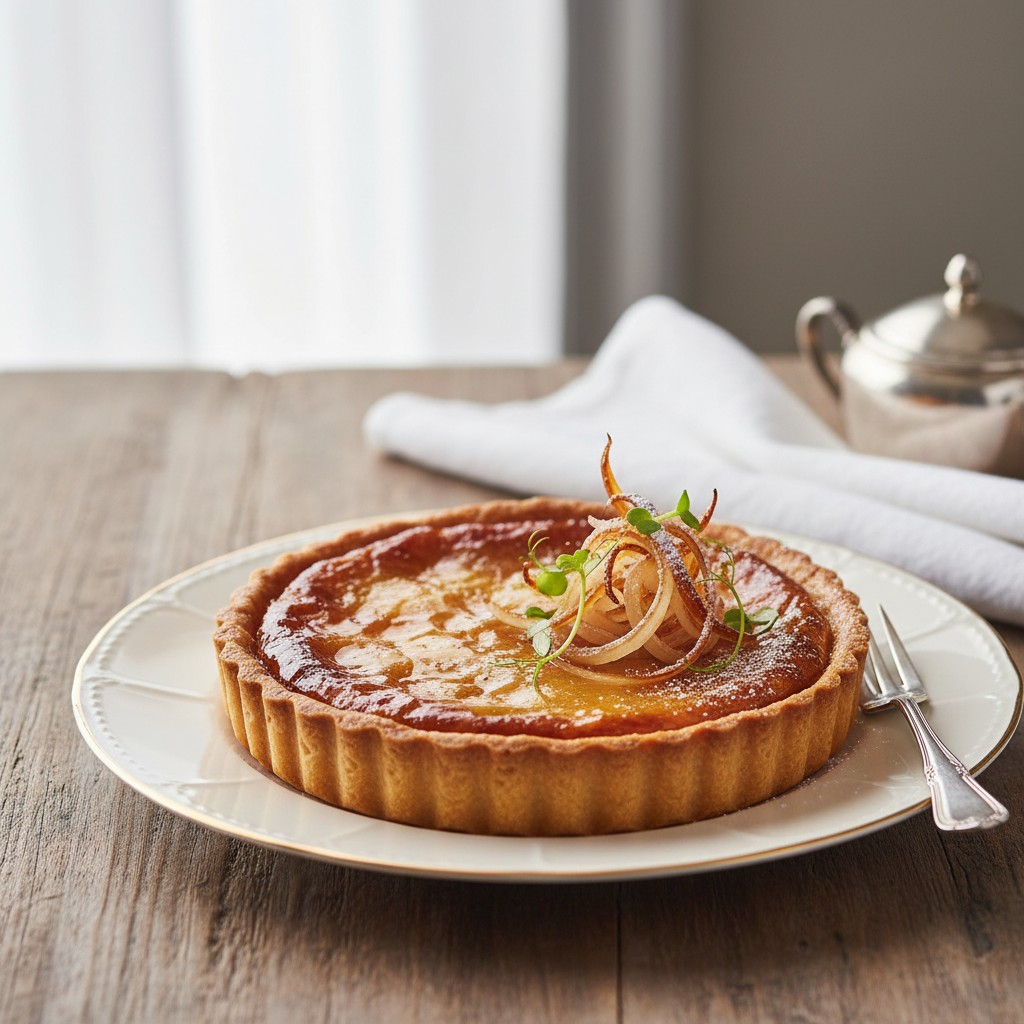 Photo de Recette de la tarte à l'oignon fondante et caramélisée