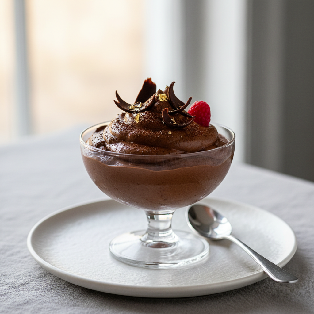 Photo de Recette de mousse au chocolat noir intense et aérienne