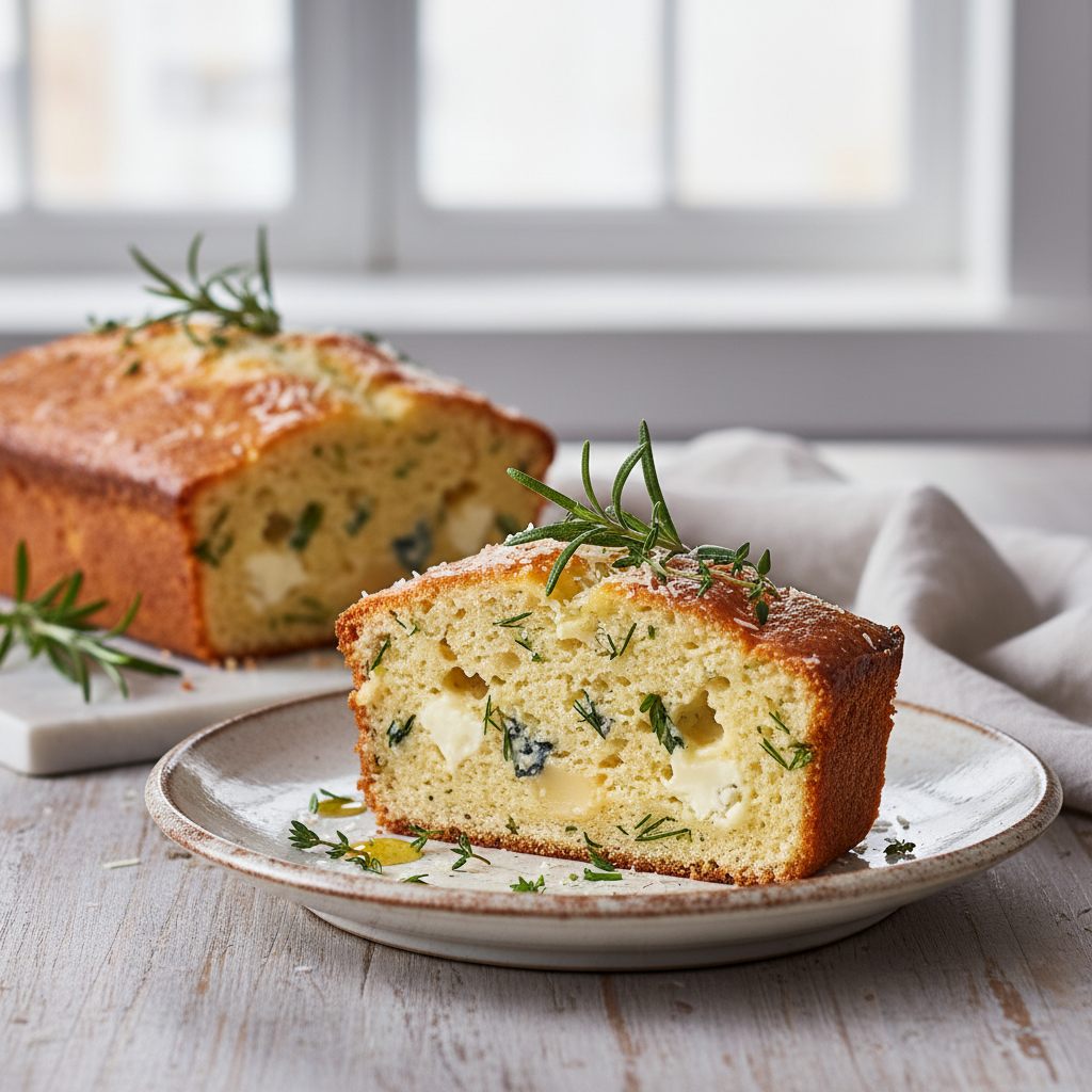 Photo de Recette de cake salé aux trois fromages et fines herbes