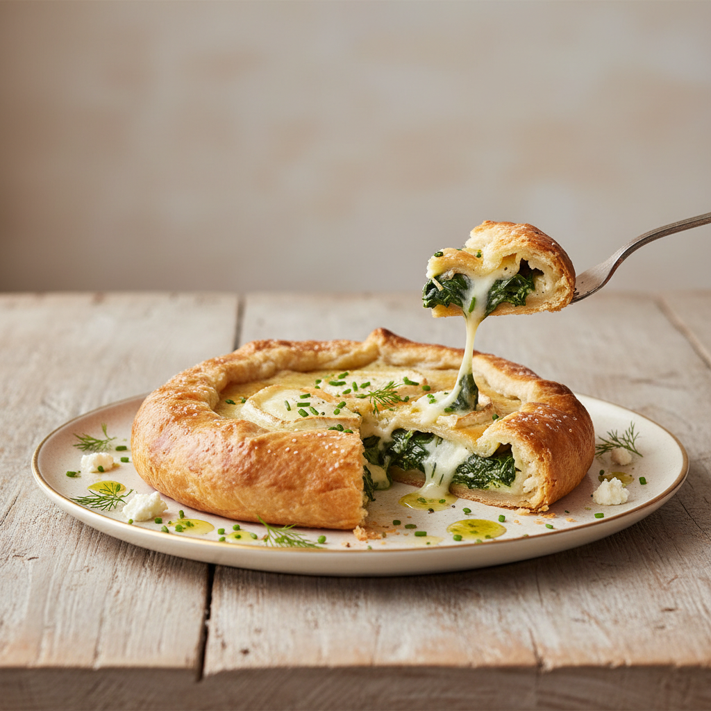 Photo de Recette de tarte épinards chèvre croustillante et fondante