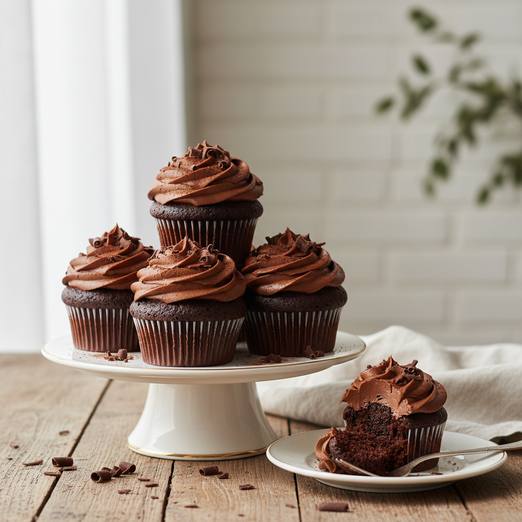 Photo de Recette des cupcakes tout chocolat au glaçage onctueux