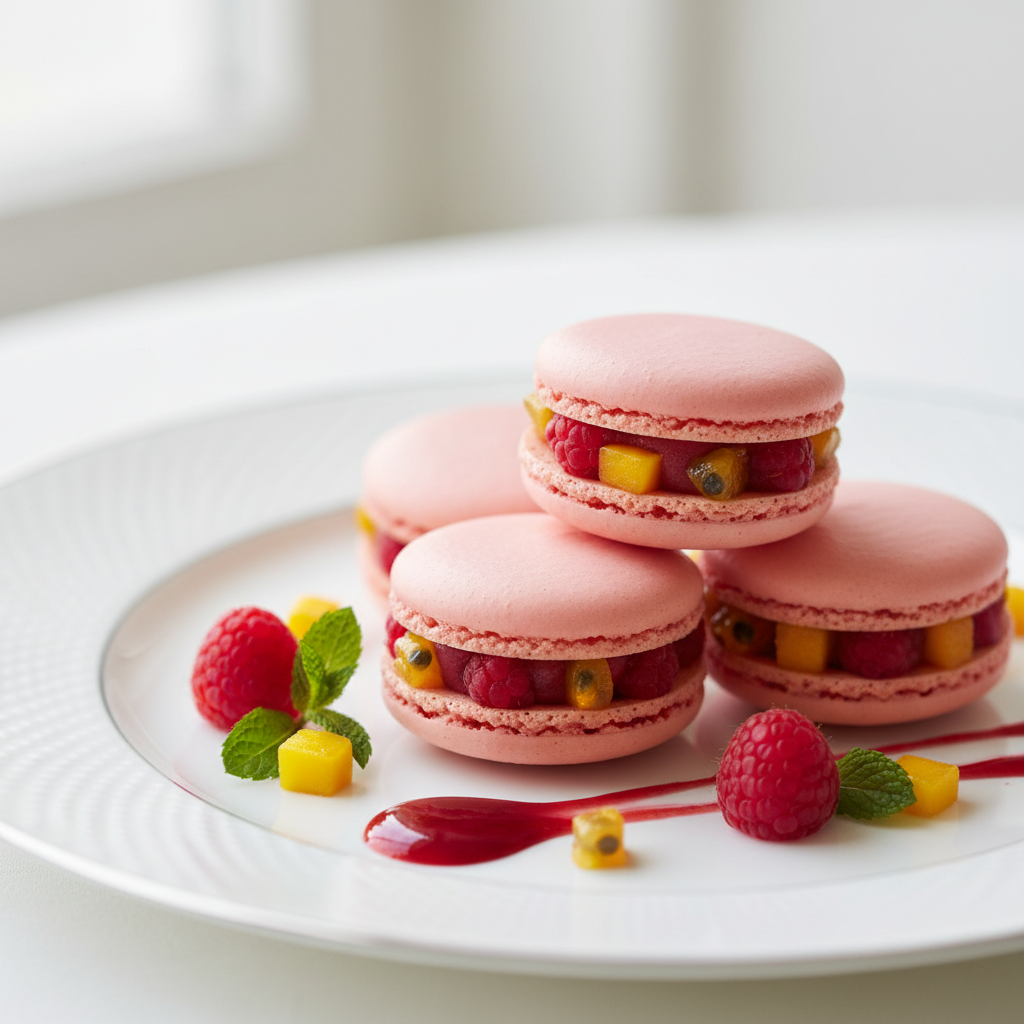 Photo de Recette des macarons à la framboise et confit de fruits