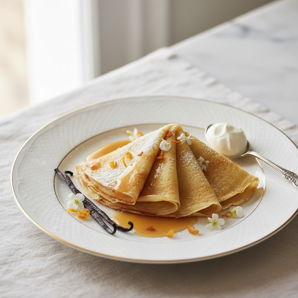 Photo de Recette des crêpes fines au parfum de vanille et rhum