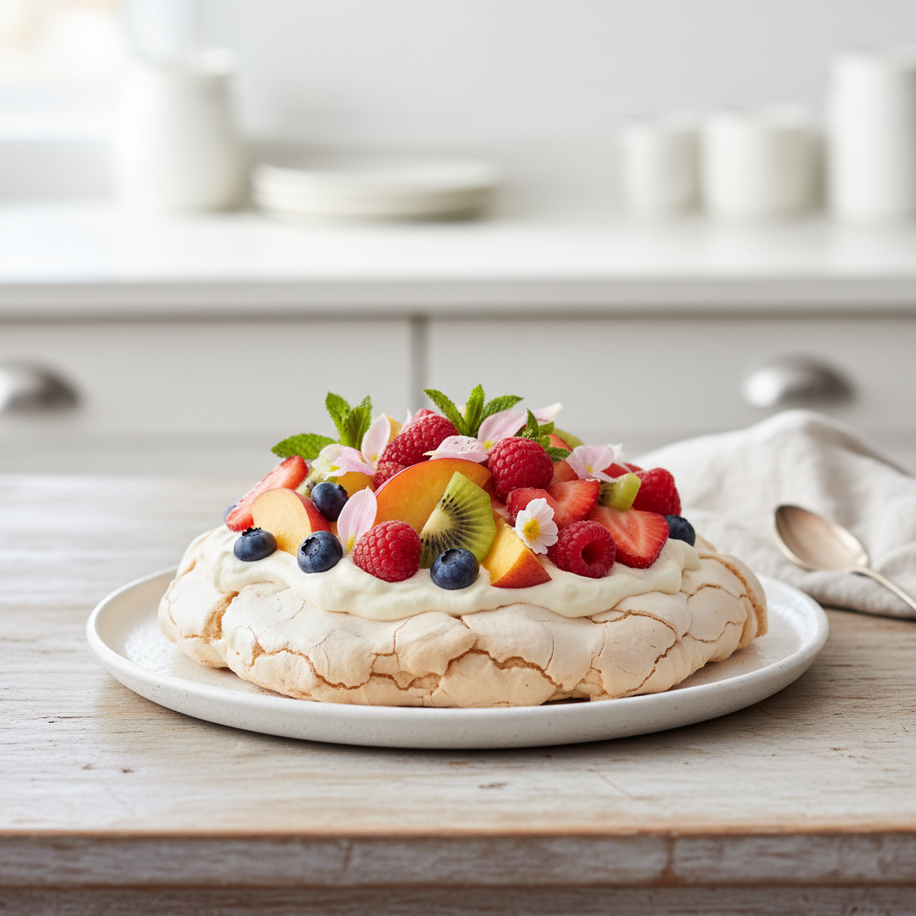 Photo de Recette de pavlova croustillante aux fruits de saison