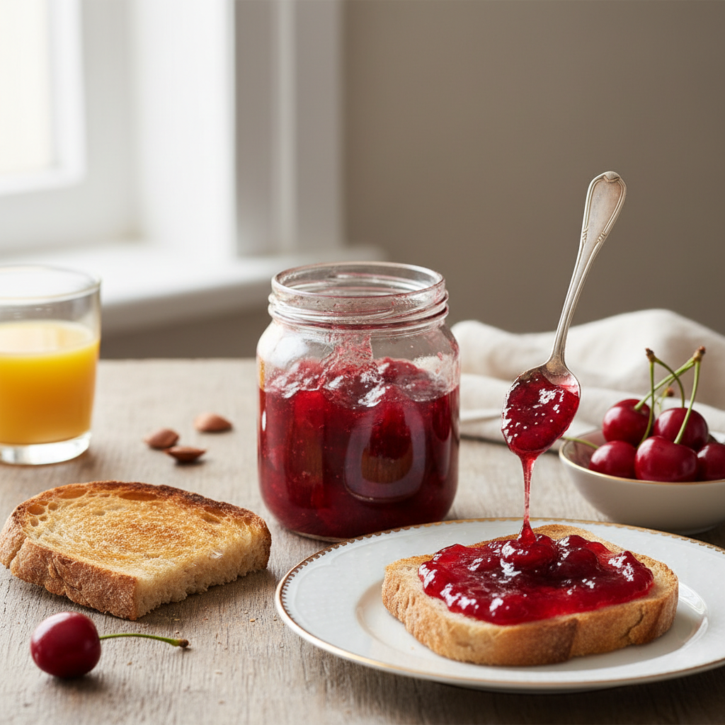 Photo de Recette de confiture de cerises rouges fondante