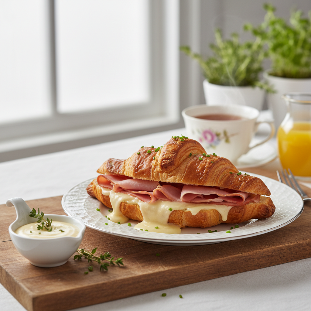 Photo de Recette du croissant jambon fromage à la béchamel onctueuse