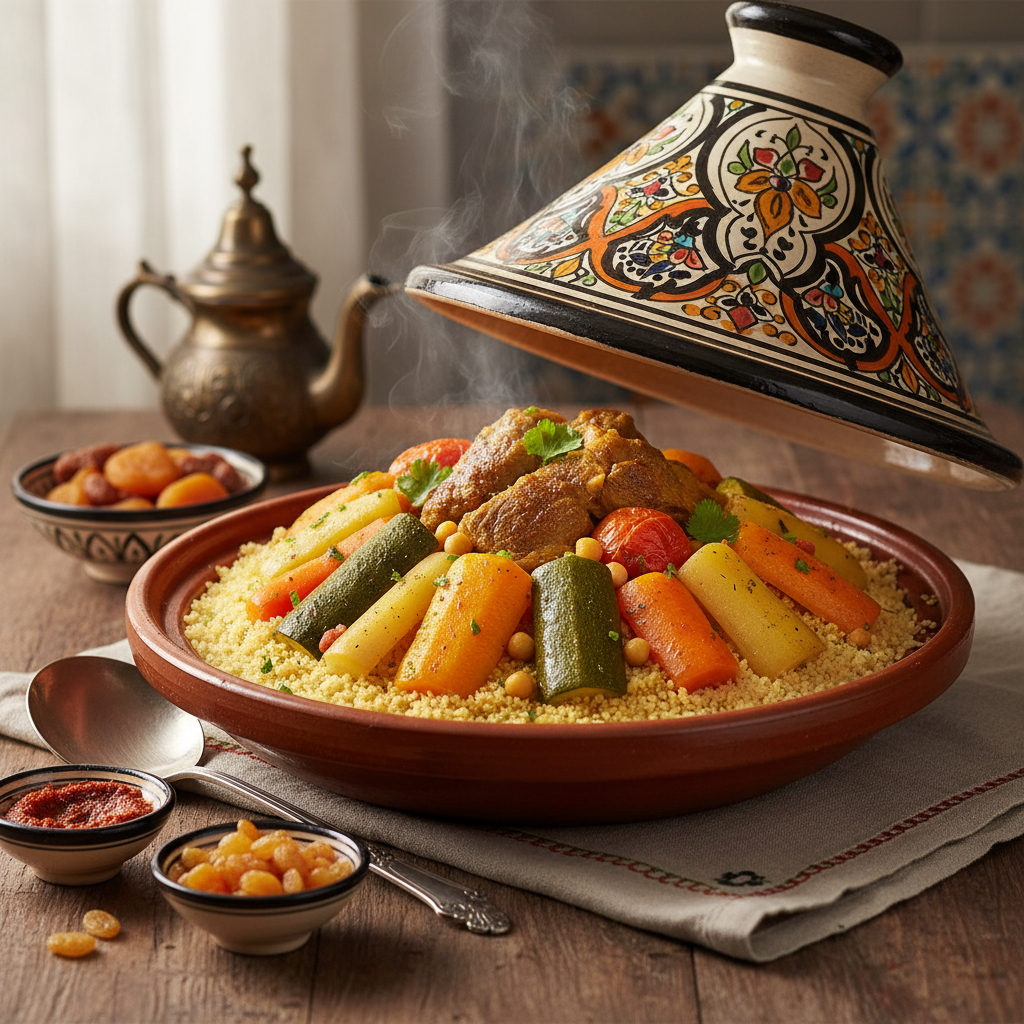 Photo de Recette du véritable couscous marocain aux sept légumes