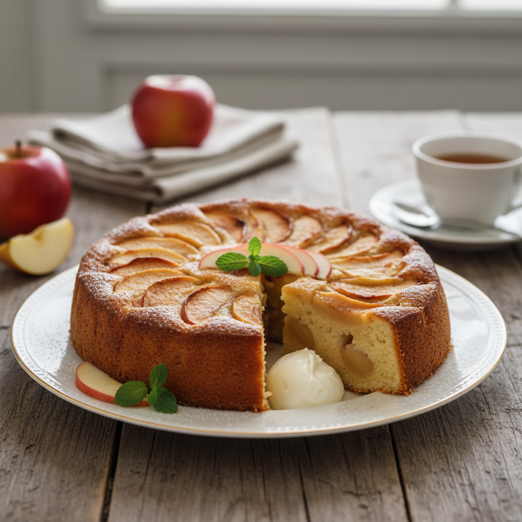 Photo de Recette de gâteau au yaourt aux pommes fondant à souhait