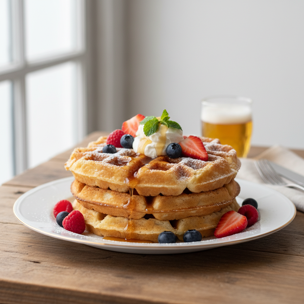 Photo de Recette du gaufre croustillant et léger à la bière