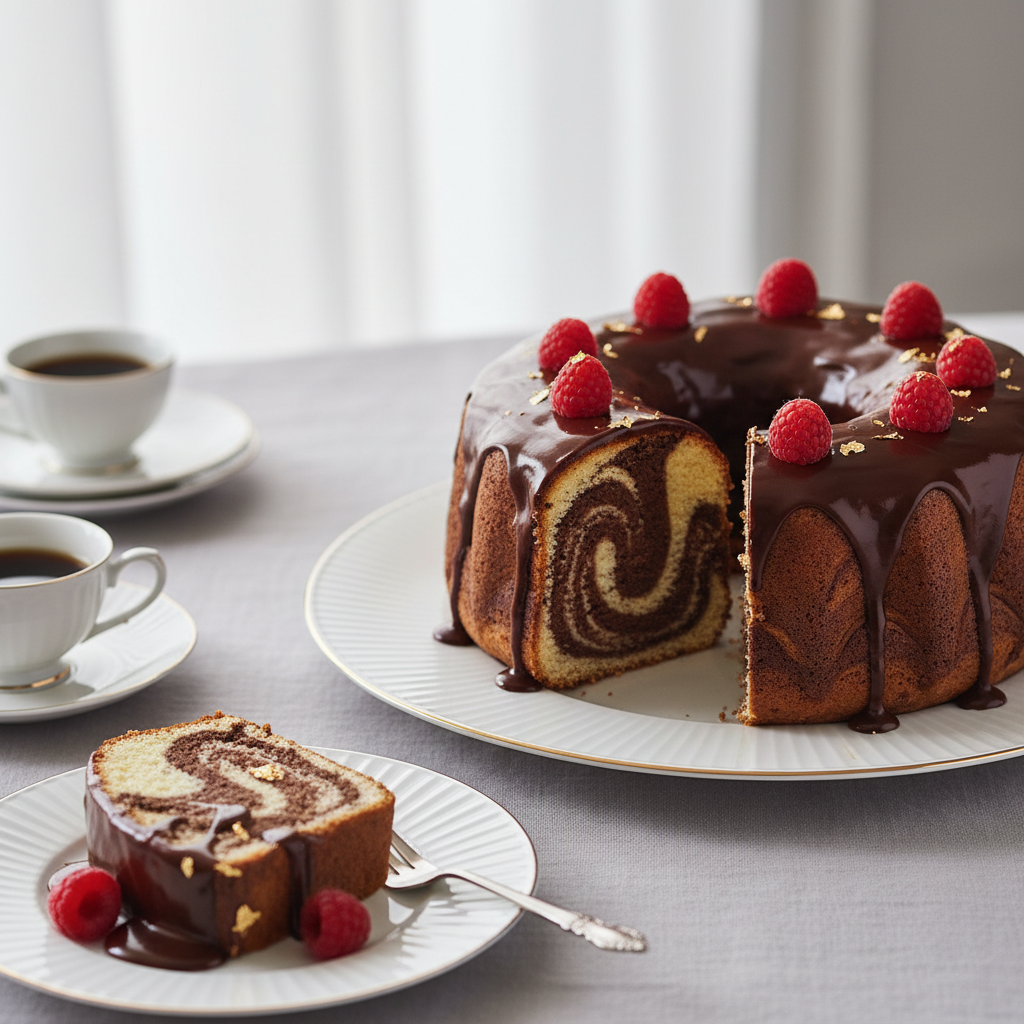Photo de Recette de cake marbré vanille chocolat fondant