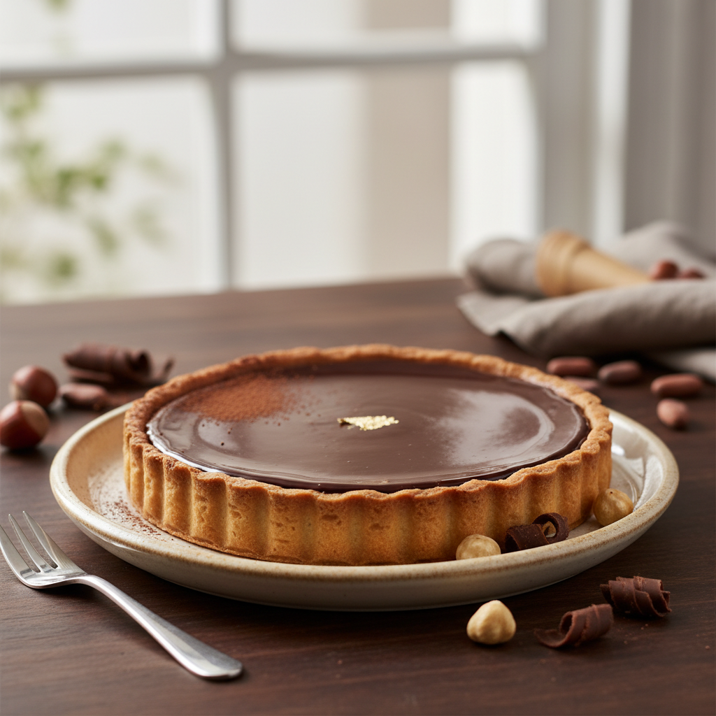 Photo de Recette de la tarte au chocolat noir intense et soyeuse