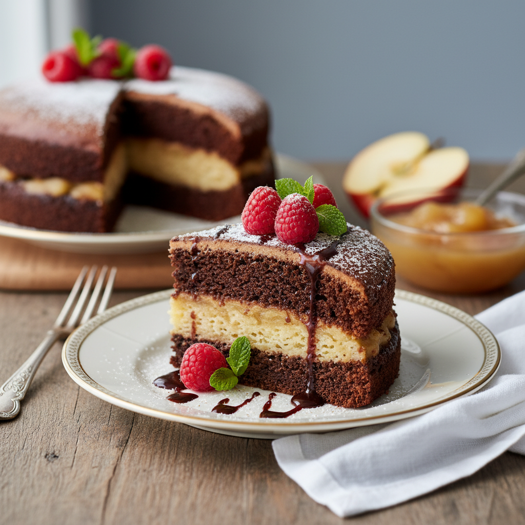 Photo de Recette de gâteau au chocolat léger à la compote de pommes