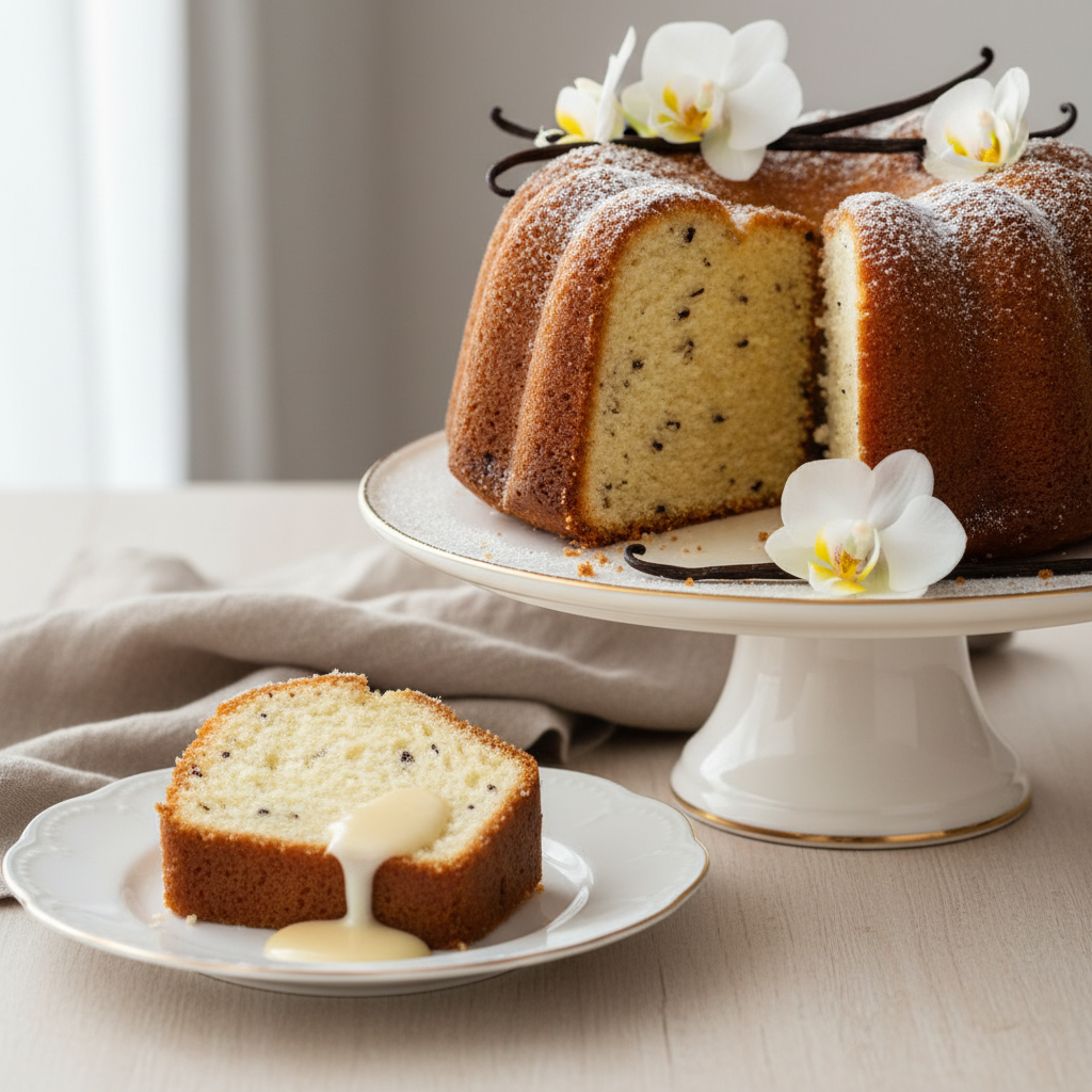 Photo de Recette de cake à la vanille bourbon infiniment moelleux