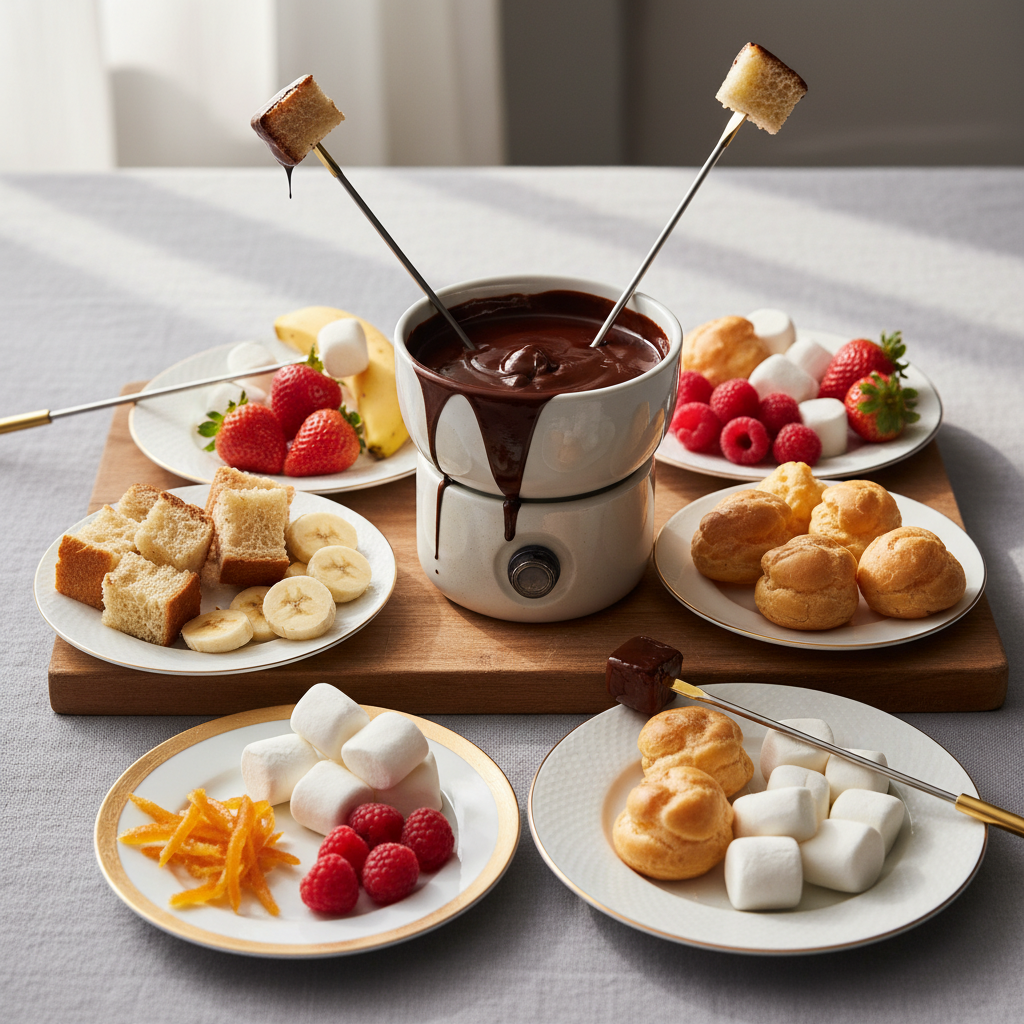 Photo de Recette de fondue au chocolat noir et ses gourmandises